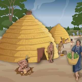 Caddo indian life Mural for Harrison County Museum children's room